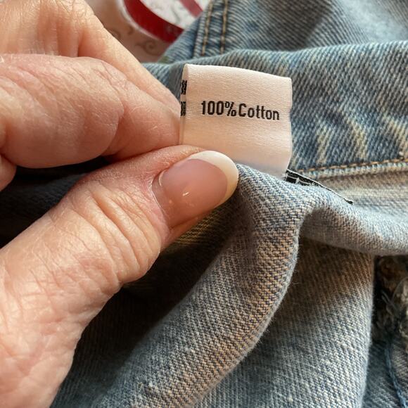 Glamorous Denim w/Hand-painted Floral Print Back Unique Denim Jacket S - Picture 4 of 6